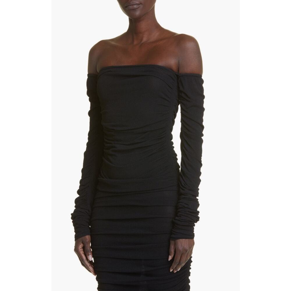 Altuzarra Trikera Off-Shoulder Jersey Maxi Dress sheer long sleeve black size XS - Picture 3 of 16